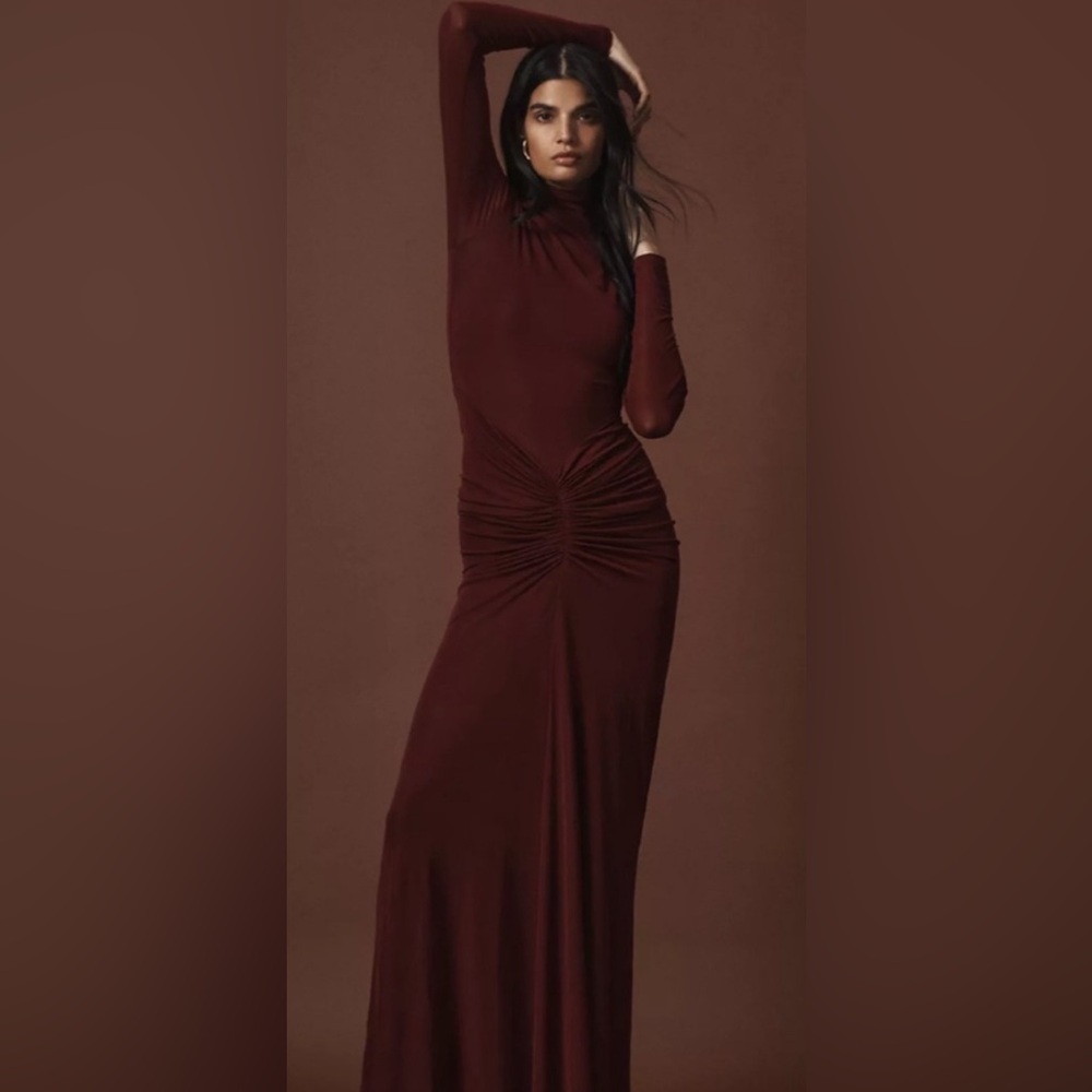 Ronny Kobo Collection darkBurgundy ox blood red color Maxi Dress SEXY
